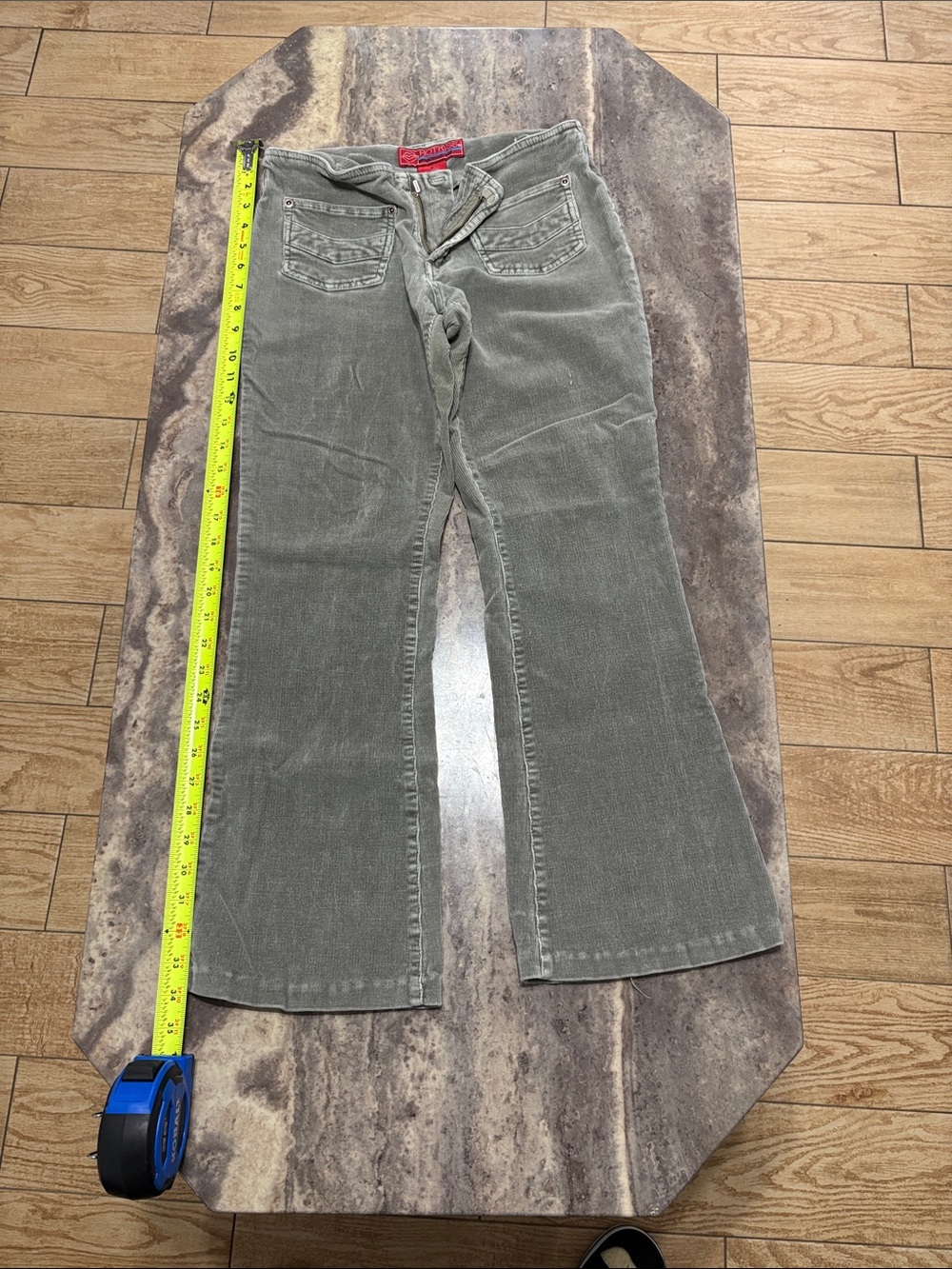 Hot Kiss Olive Green Corduroy Flared Jeans